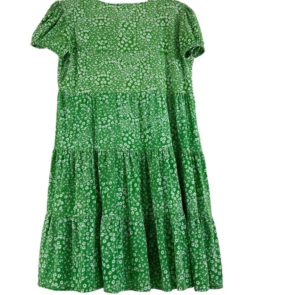 Violet Skies Green Floral Dress Medium